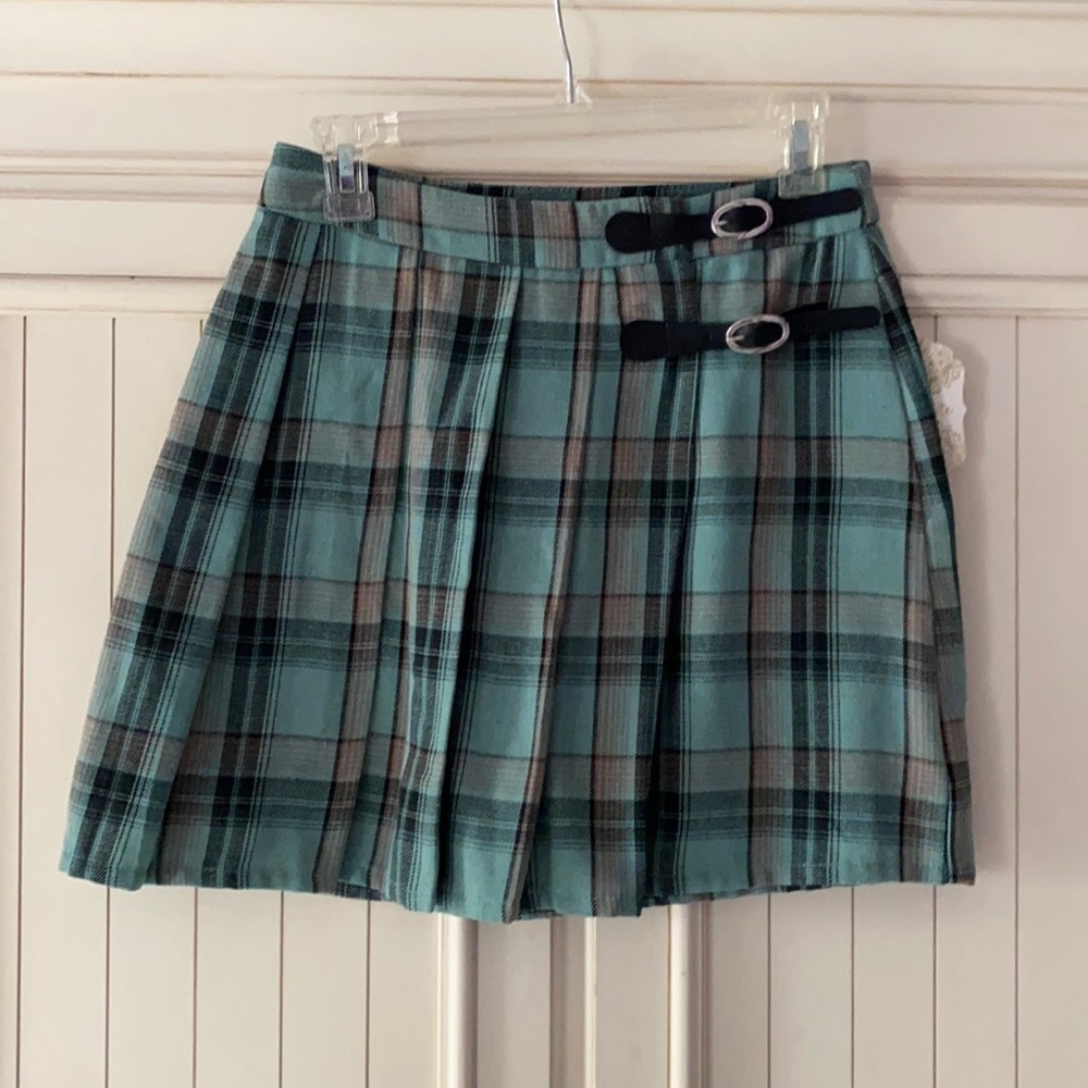 NWT Altar’d State Plaid Buckle Skirt